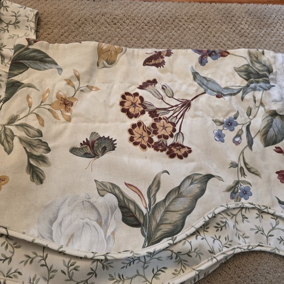 Waverly Floral Curtains - Cream, Green, Burgundy, Blue - Picture 1 of 6
